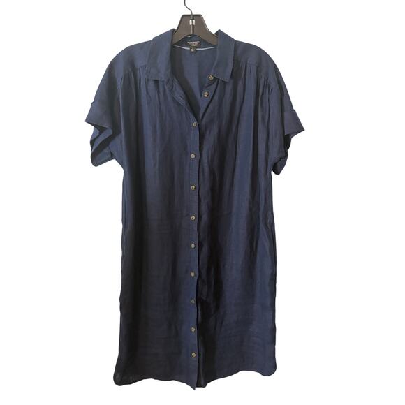 Baird Mcnutt For J.crew Dresses & Skirts - J. Crew Baird McNutt Irish Linen Navy Shirt Dress Small 100% Linen Button Front